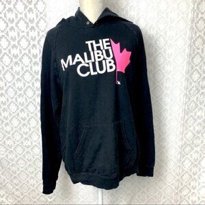 Younglife Camp The Malibu Club Black Hoodie Sweatshirt White Maple Leaf Canada